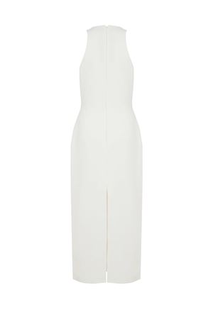 Crystal Buckle And Drape Detail Midi Dress DAVID KOMA | RE25DK40DWHITESILVER